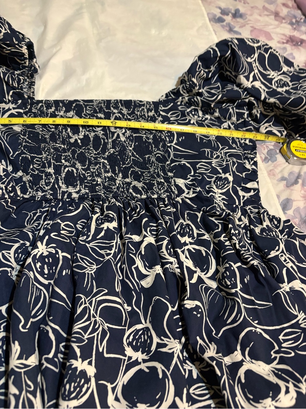 Abercrombie & Fitch Emerson Poplin Navy and White Floral Square-Neck Maxi Dress - Picture 11 of 13